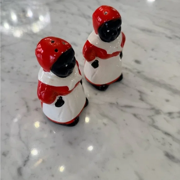EXCELLENT Black Americana Aunt Jemima Antique Ceramic Salt & Pepper Shakers Set - Picture 3 of 6